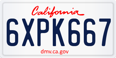 CA license plate 6XPK667