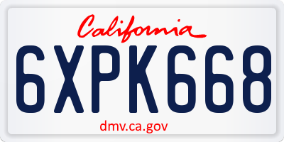 CA license plate 6XPK668