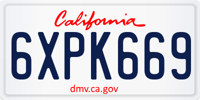 CA license plate 6XPK669
