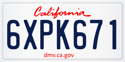 CA license plate 6XPK671
