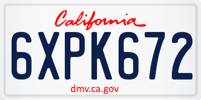 CA license plate 6XPK672