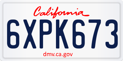 CA license plate 6XPK673