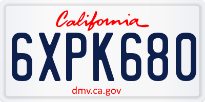 CA license plate 6XPK680