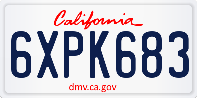 CA license plate 6XPK683