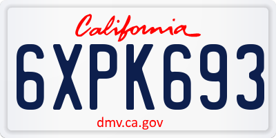 CA license plate 6XPK693