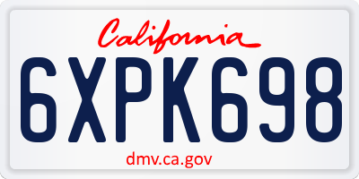 CA license plate 6XPK698
