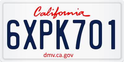 CA license plate 6XPK701