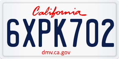 CA license plate 6XPK702