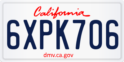 CA license plate 6XPK706