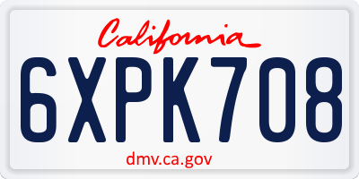 CA license plate 6XPK708