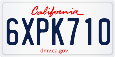 CA license plate 6XPK710