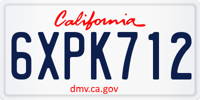 CA license plate 6XPK712