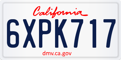 CA license plate 6XPK717