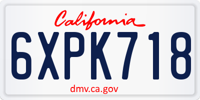 CA license plate 6XPK718