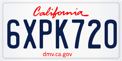 CA license plate 6XPK720