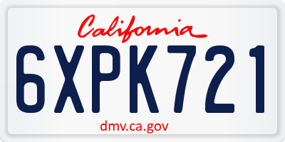 CA license plate 6XPK721