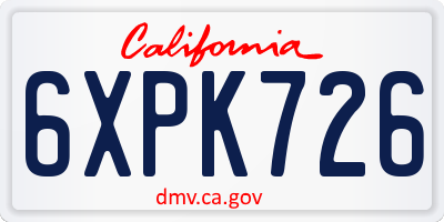 CA license plate 6XPK726