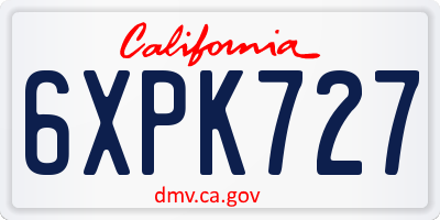 CA license plate 6XPK727