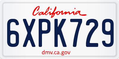 CA license plate 6XPK729