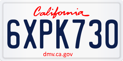 CA license plate 6XPK730
