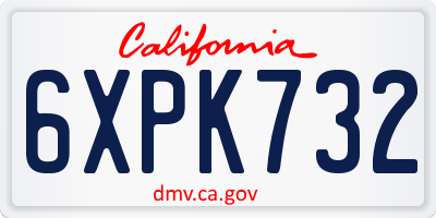 CA license plate 6XPK732