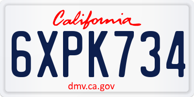 CA license plate 6XPK734