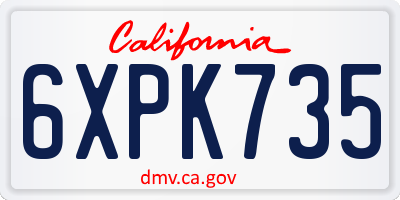 CA license plate 6XPK735