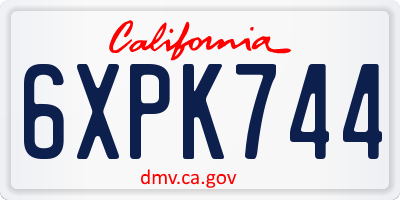 CA license plate 6XPK744