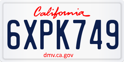 CA license plate 6XPK749