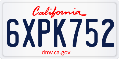 CA license plate 6XPK752