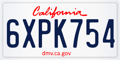 CA license plate 6XPK754