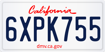 CA license plate 6XPK755