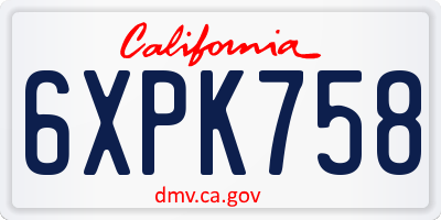 CA license plate 6XPK758