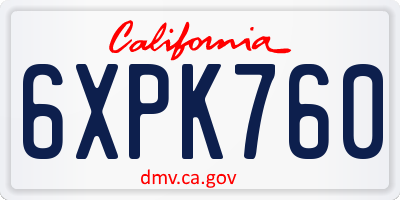 CA license plate 6XPK760