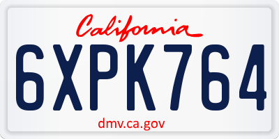 CA license plate 6XPK764