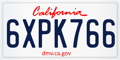 CA license plate 6XPK766