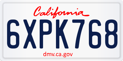 CA license plate 6XPK768