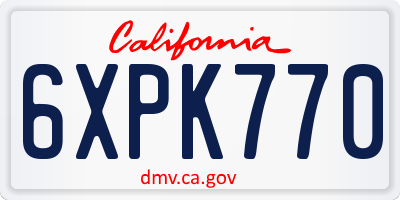 CA license plate 6XPK770