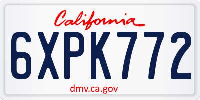 CA license plate 6XPK772