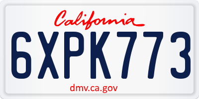 CA license plate 6XPK773