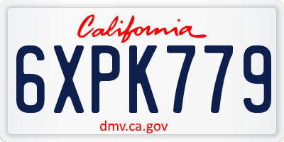 CA license plate 6XPK779