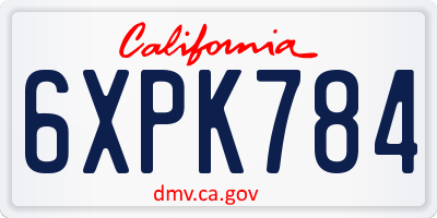 CA license plate 6XPK784