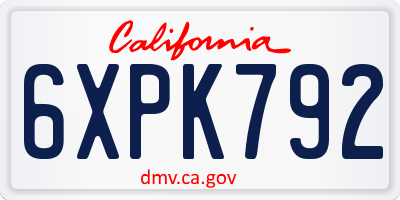 CA license plate 6XPK792