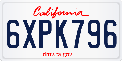 CA license plate 6XPK796
