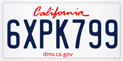 CA license plate 6XPK799