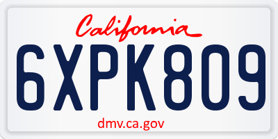 CA license plate 6XPK809
