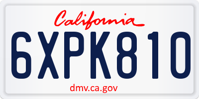 CA license plate 6XPK810