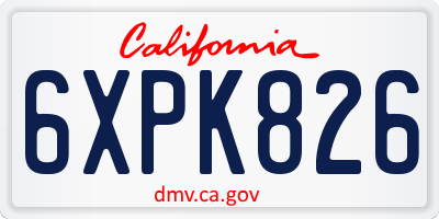 CA license plate 6XPK826