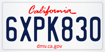 CA license plate 6XPK830