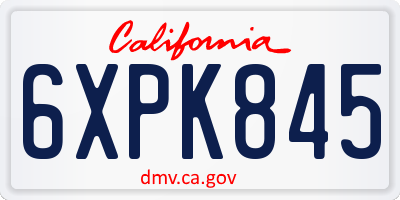 CA license plate 6XPK845